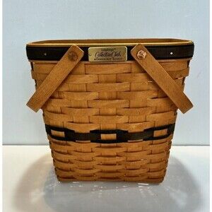 Vtg Longaberger 2001 Basket Collector's Club Membership Handwoven w/Handles 10"